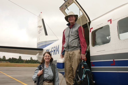 The Witmers fly regularly with MAF to Arua near the border of EDRC for their work at Shalom University