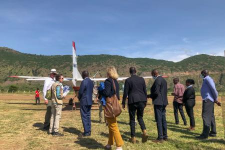 Princess Royal and her entourage at Masika Airstrip, Western Uganda