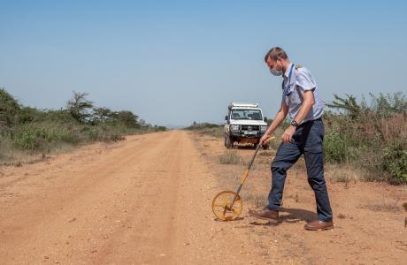 Runway inspection at Kaabong airstrip