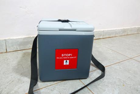 A container carrying cholera vaccines 