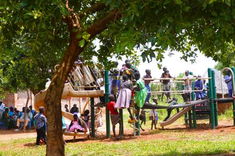 Hundreds of children use the play stations every day